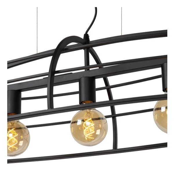 Lucide DIKRA - Pendant light - 5xE27 - Black - detail 1